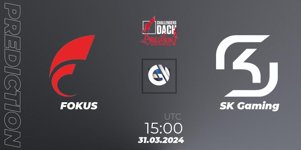 Prognose für das Spiel FOKUS VS SK Gaming. 31.03.24. VALORANT - VALORANT Challengers 2024 DACH: Evolution Split 1