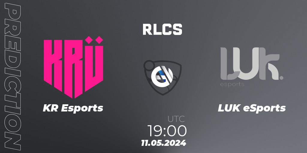 Prognose für das Spiel KRÜ Esports VS LUK eSports. 11.05.2024 at 19:00. Rocket League - RLCS 2024 - Major 2: SAM Open Qualifier 5