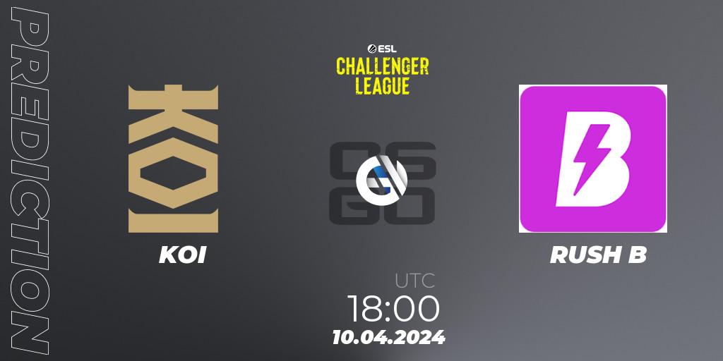 Prognose für das Spiel KOI VS RUSH B. 10.04.24. CS2 (CS:GO) - ESL Challenger League Season 47: Europe
