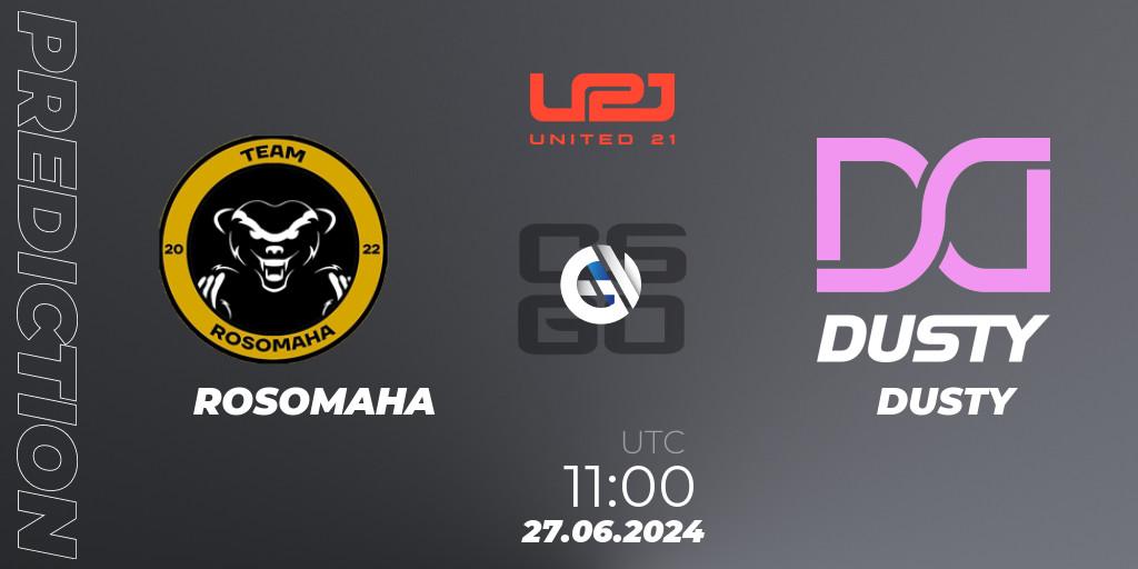 Prognose für das Spiel ROSOMAHA VS DUSTY. 27.06.2024 at 13:00. Counter-Strike (CS2) - United21 Season 17