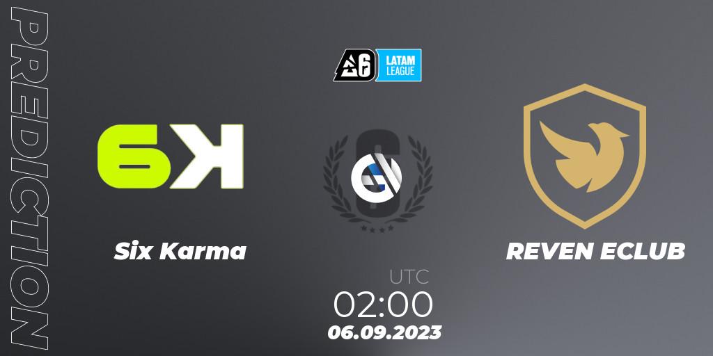 Prognose für das Spiel Six Karma VS REVEN ECLUB. 06.09.2023 at 02:00. Rainbow Six - LATAM League 2023 - Stage 2