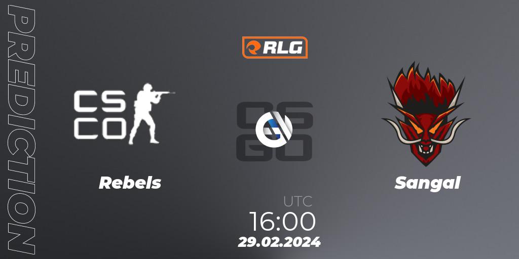Prognose für das Spiel Rebels Gaming VS Sangal. 29.02.24. CS2 (CS:GO) - RES European Series #1