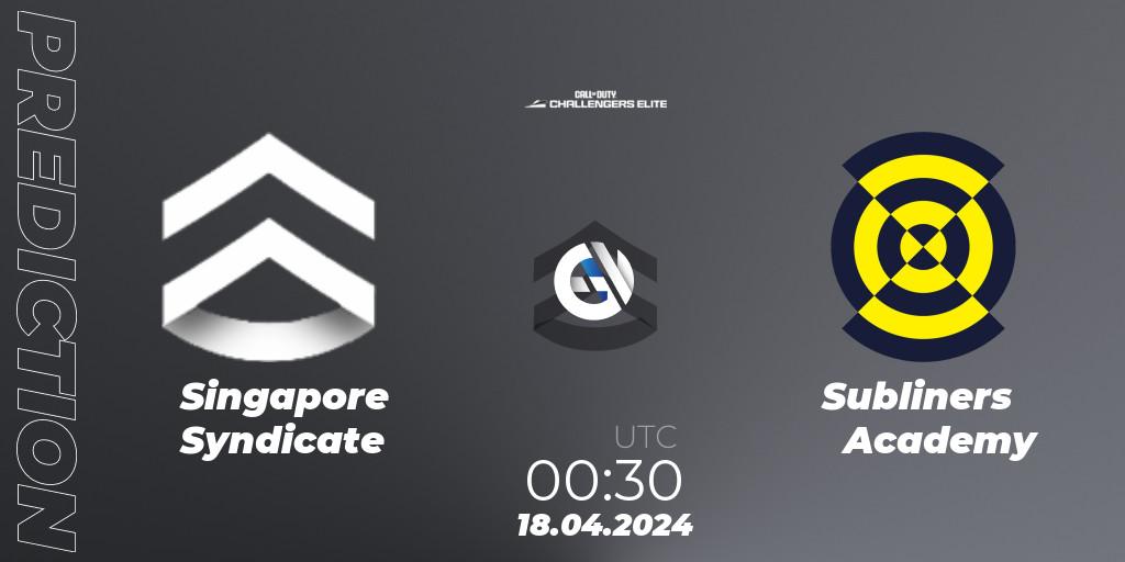 Prognose für das Spiel Singapore Syndicate VS Subliners Academy. 17.04.2024 at 23:30. Call of Duty - Call of Duty Challengers 2024 - Elite 2: NA