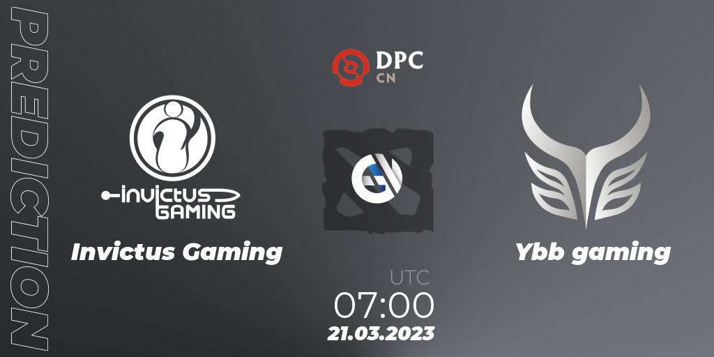 Prognose für das Spiel Invictus Gaming VS Ybb gaming. 21.03.23. Dota 2 - DPC 2023 Tour 2: China Division I (Upper)