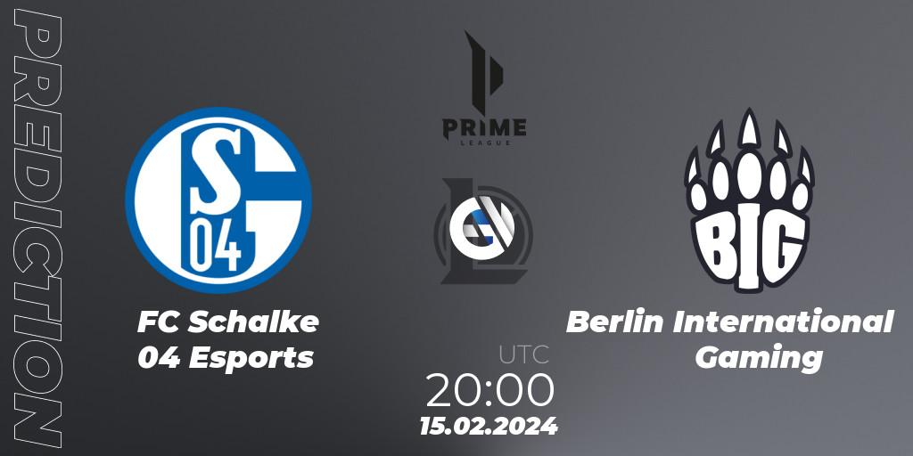 Prognose für das Spiel FC Schalke 04 Esports VS Berlin International Gaming. 17.01.24. LoL - Prime League Spring 2024 - Group Stage