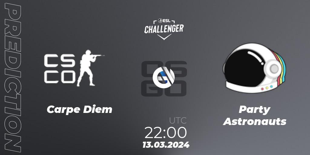 Prognose für das Spiel Carpe Diem VS Party Astronauts. 13.03.24. CS2 (CS:GO) - ESL Challenger #57: North American Open Qualifier