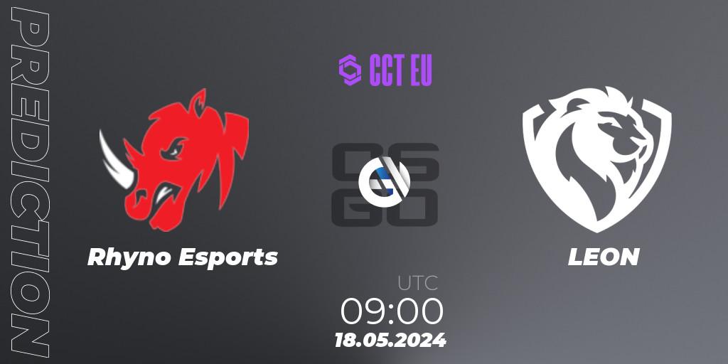 Prognose für das Spiel Rhyno Esports VS LEON. 18.05.2024 at 09:00. Counter-Strike (CS2) - CCT Season 2 Europe Series 4 Closed Qualifier