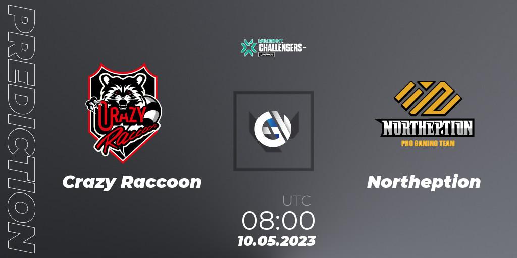 Prognose für das Spiel Crazy Raccoon VS Northeption. 10.05.23. VALORANT - VALORANT Challengers 2023: Japan Split 2