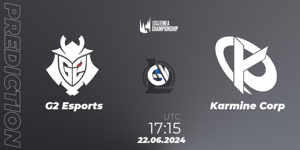 Prognose für das Spiel G2 Esports VS Karmine Corp. 22.06.2024 at 17:15. LoL - LEC Summer 2024 - Regular Season