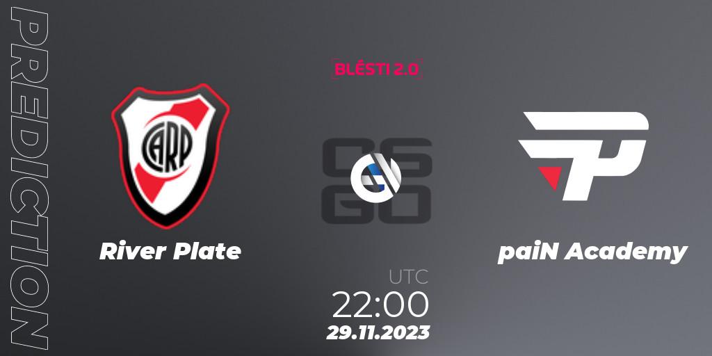 Prognose für das Spiel River Plate VS paiN Academy. 29.11.2023 at 17:00. Counter-Strike (CS2) - BLÉSTI 2.0