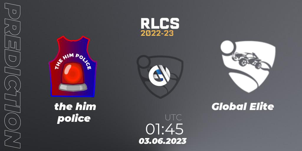 Prognose für das Spiel the him police VS Global Elite. 03.06.2023 at 01:45. Rocket League - RLCS 2022-23 - Spring: Oceania Regional 3 - Spring Invitational