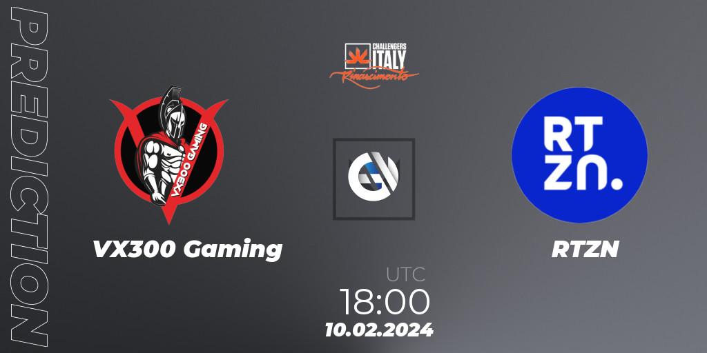Prognose für das Spiel VX300 Gaming VS RTZN. 10.02.24. VALORANT - VALORANT Challengers 2024 Italy: Rinascimento Split 1