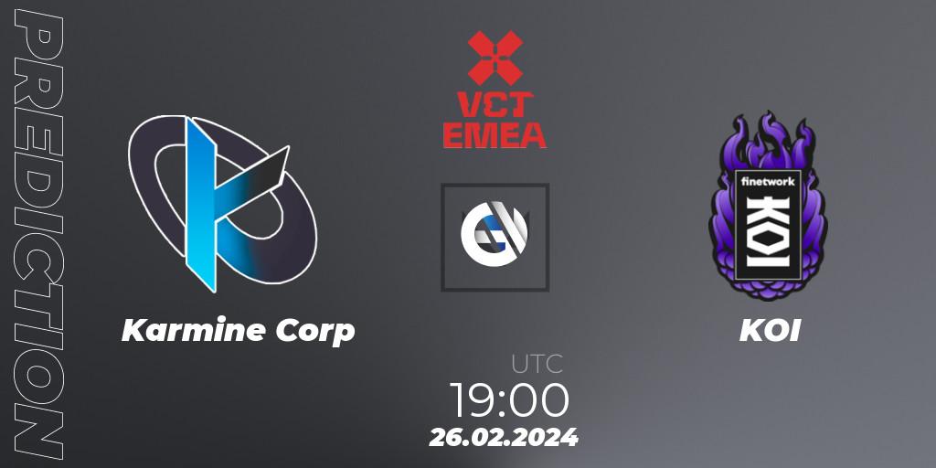 Prognose für das Spiel Karmine Corp VS KOI. 26.02.24. VALORANT - VCT 2024: EMEA Kickoff