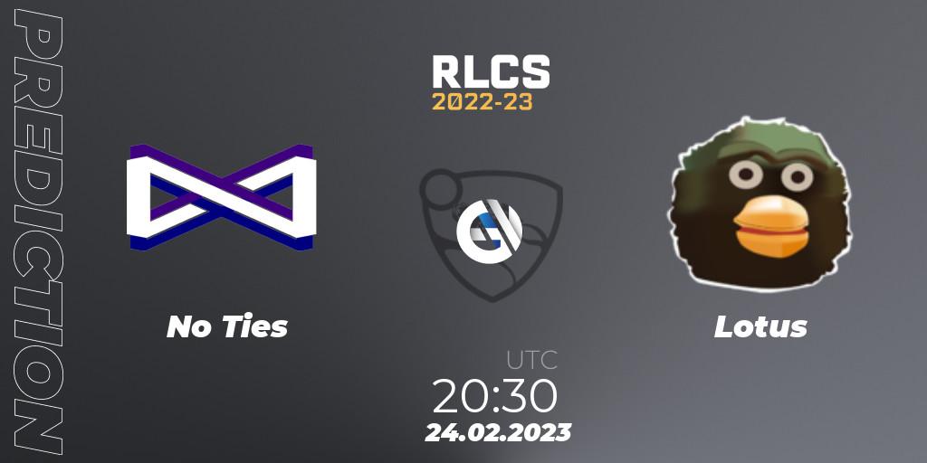 Prognose für das Spiel No Ties VS Lotus. 24.02.23. Rocket League - RLCS 2022-23 - Winter: South America Regional 3 - Winter Invitational