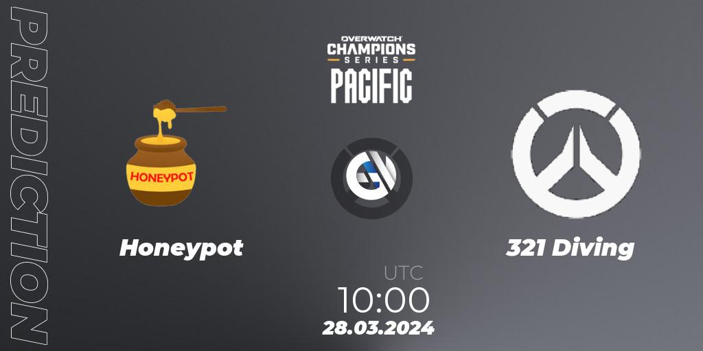 Prognose für das Spiel Honeypot VS 321 Diving. 28.03.24. Overwatch - Overwatch Champions Series 2024 - Stage 1 Pacific