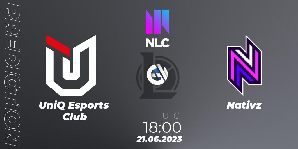 Prognose für das Spiel UniQ Esports Club VS Nativz. 21.06.23. LoL - NLC Summer 2023 - Group Stage