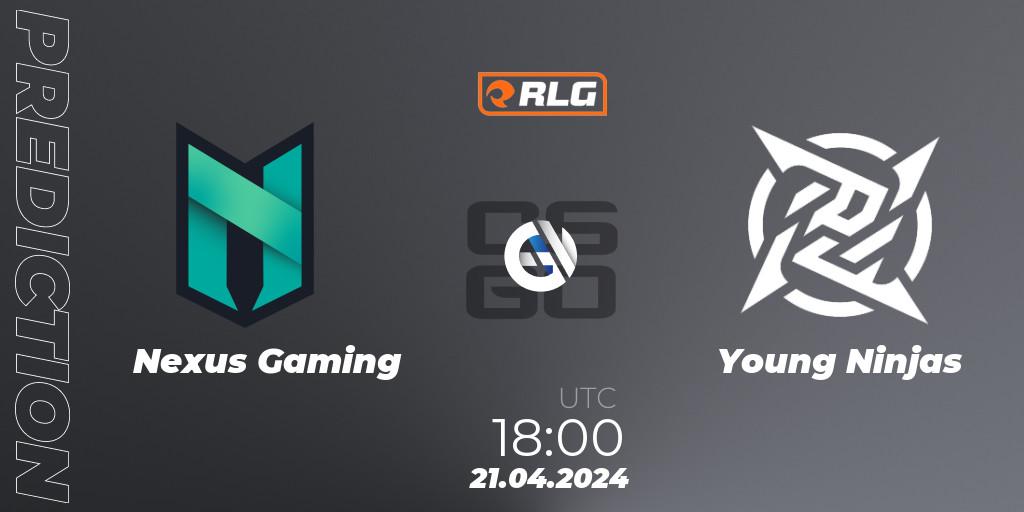 Prognose für das Spiel Nexus Gaming VS Young Ninjas. 21.04.24. CS2 (CS:GO) - RES European Series #2