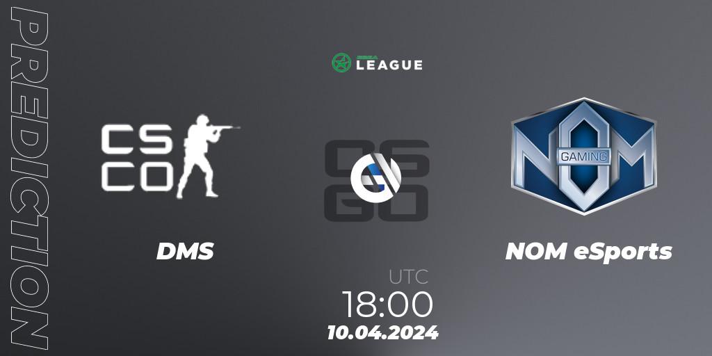 Prognose für das Spiel DMS VS NOM eSports. 10.04.24. CS2 (CS:GO) - ESEA Season 49: Advanced Division - Europe
