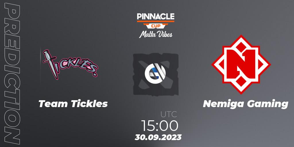 Prognose für das Spiel Team Tickles VS Nemiga Gaming. 30.09.2023 at 09:00. Dota 2 - Pinnacle Cup: Malta Vibes #4