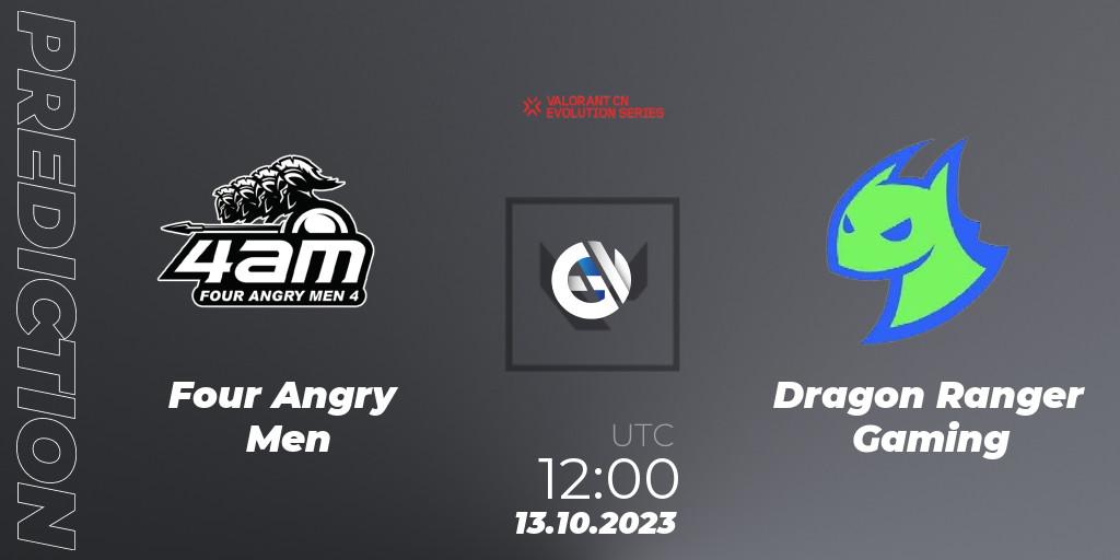 Prognose für das Spiel Four Angry Men VS Dragon Ranger Gaming. 13.10.23. VALORANT - VALORANT China Evolution Series Act 2: Selection - Play-In