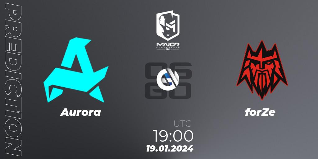 Prognose für das Spiel Aurora VS forZe. 19.01.2024 at 19:00. Counter-Strike (CS2) - PGL CS2 Major Copenhagen 2024: European Qualifier B