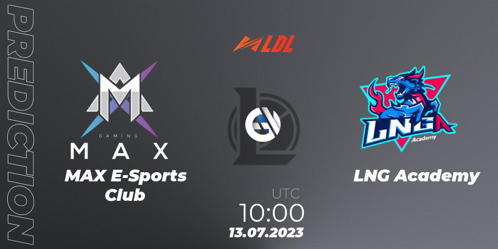 Prognose für das Spiel MAX E-Sports Club VS LNG Academy. 13.07.2023 at 11:00. LoL - LDL 2023 - Regular Season - Stage 3