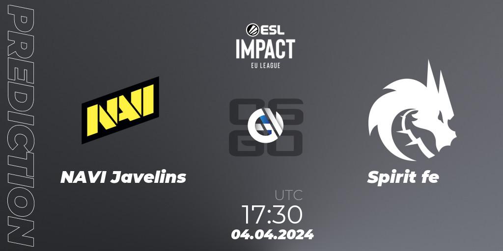 Prognose für das Spiel NAVI Javelins VS Spirit fe. 04.04.24. CS2 (CS:GO) - ESL Impact League Season 5: Europe