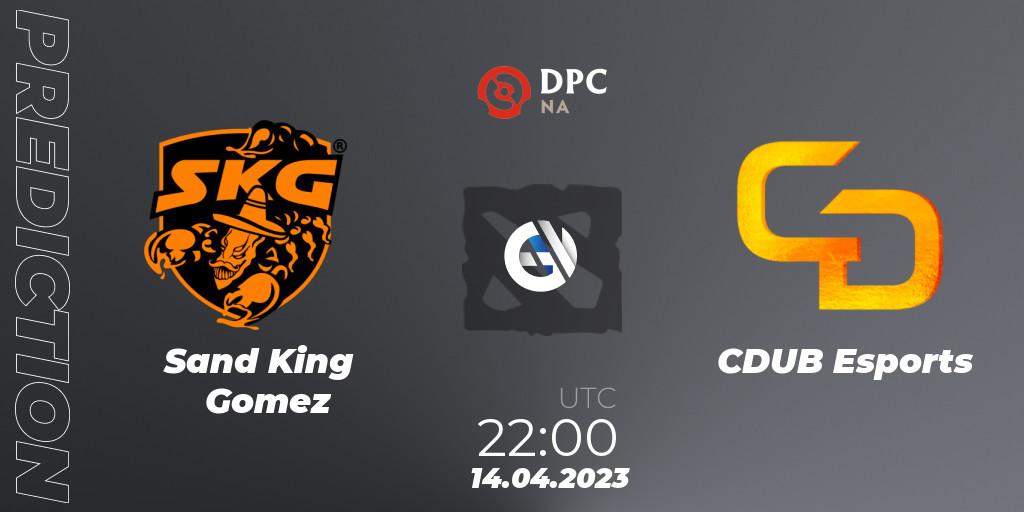 Prognose für das Spiel Sand King Gomez VS CDUB Esports. 14.04.2023 at 21:55. Dota 2 - DPC 2023 Tour 2: NA Division II (Lower)