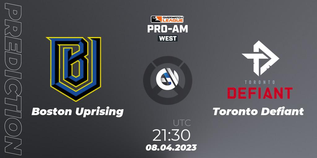 Prognose für das Spiel Boston Uprising VS Toronto Defiant. 08.04.23. Overwatch - Overwatch League 2023 - Pro-Am