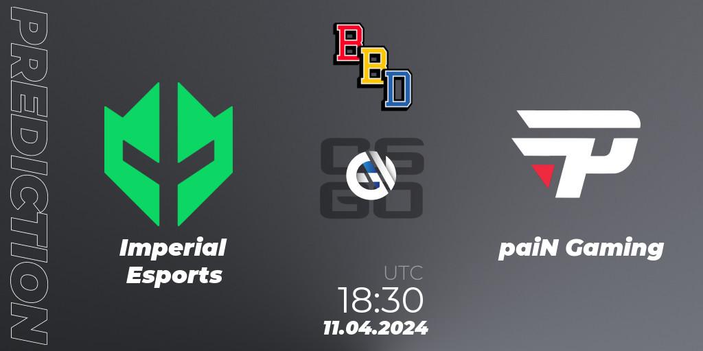 Prognose für das Spiel Imperial Esports VS paiN Gaming. 11.04.24. CS2 (CS:GO) - BetBoom Dacha Belgrade 2024: South American Qualifier