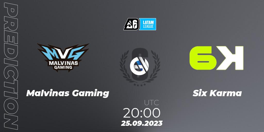 Prognose für das Spiel Malvinas Gaming VS Six Karma. 25.09.23. Rainbow Six - LATAM League 2023 - Stage 2