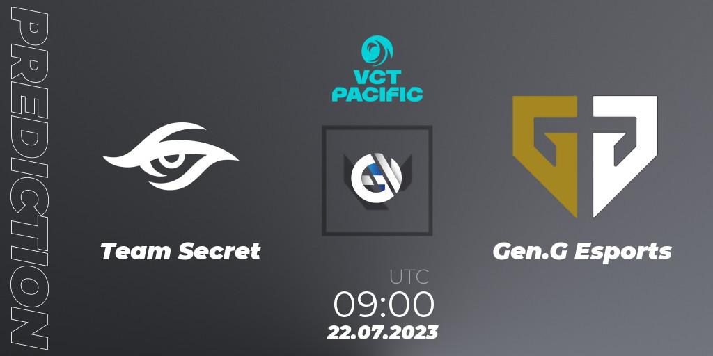 Prognose für das Spiel Team Secret VS Gen.G Esports. 22.07.2023 at 08:00. VALORANT - VALORANT Champions Tour 2023: Pacific Last Chance Qualifier