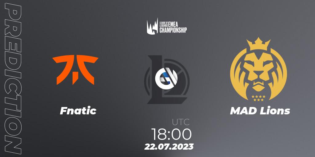 Prognose für das Spiel Fnatic VS MAD Lions. 22.07.23. LoL - LEC Summer 2023 - Group Stage