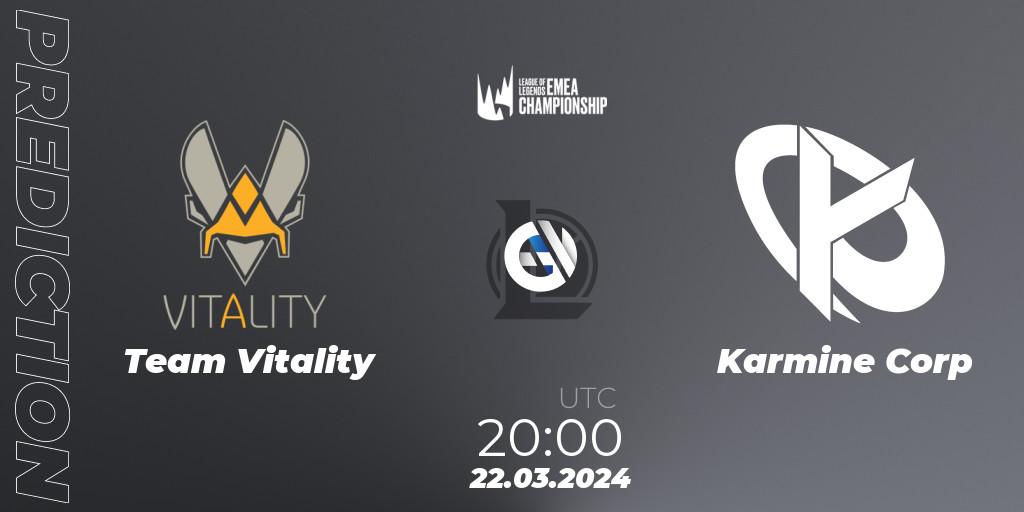 Prognose für das Spiel Team Vitality VS Karmine Corp. 22.03.24. LoL - LEC Spring 2024 - Regular Season