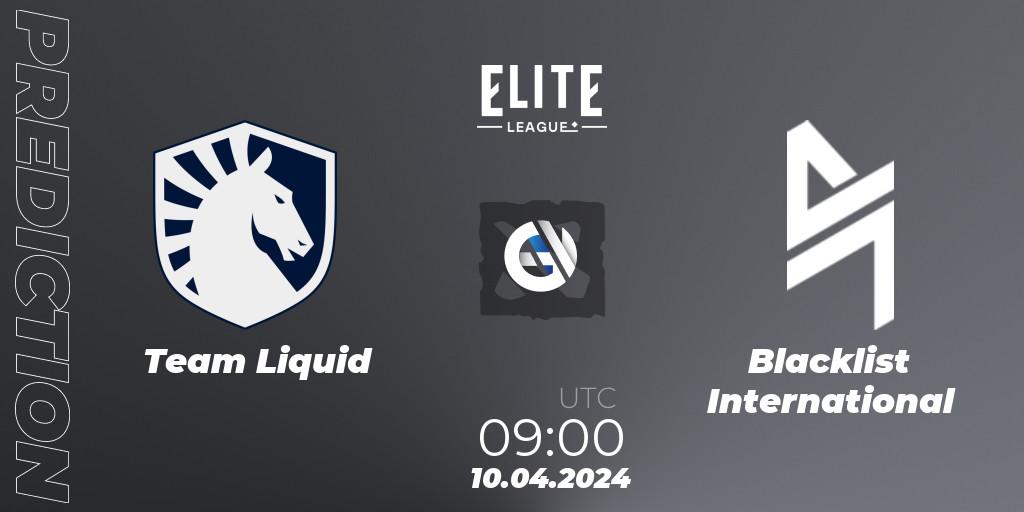 Prognose für das Spiel Team Liquid VS Blacklist International. 10.04.24. Dota 2 - Elite League: Round-Robin Stage