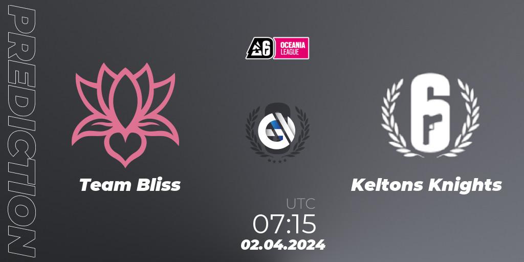 Prognose für das Spiel Team Bliss VS Keltons Knights. 02.04.24. Rainbow Six - Oceania League 2024 - Stage 1