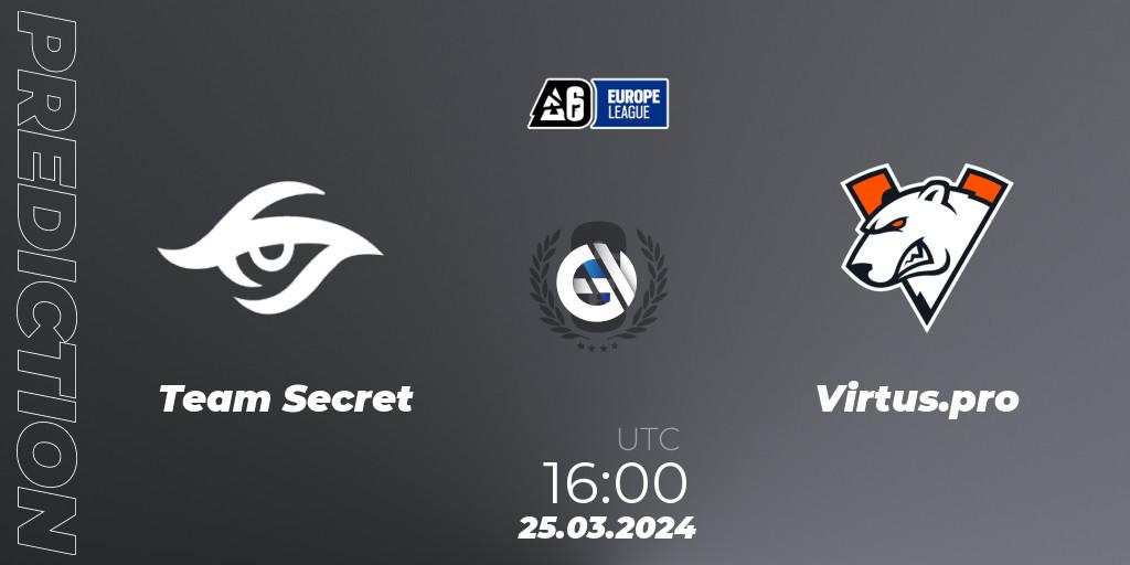 Prognose für das Spiel Team Secret VS Virtus.pro. 25.03.24. Rainbow Six - Europe League 2024 - Stage 1