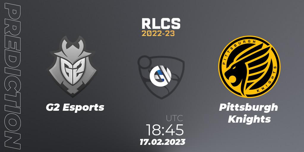 Prognose für das Spiel G2 Esports VS Pittsburgh Knights. 17.02.23. Rocket League - RLCS 2022-23 - Winter: North America Regional 2 - Winter Cup