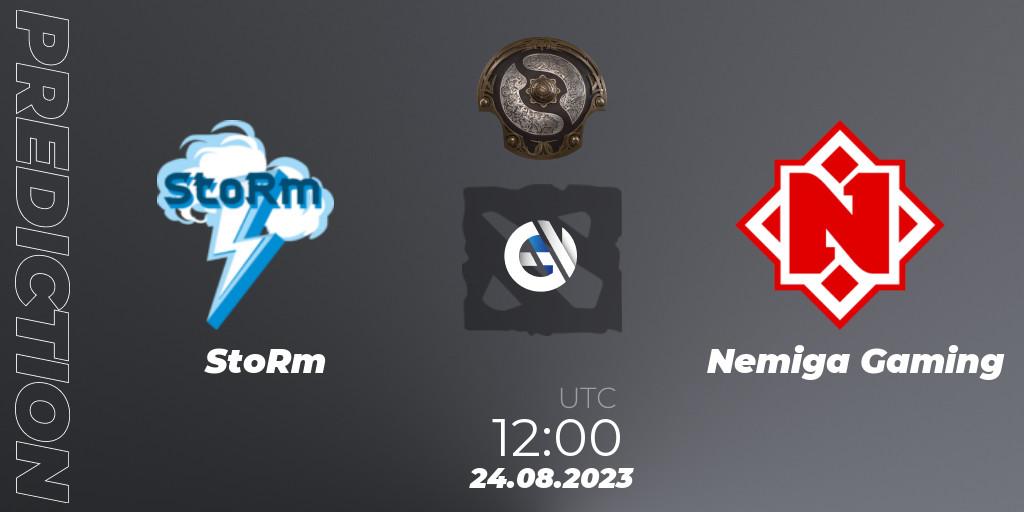 Prognose für das Spiel StoRm VS Nemiga Gaming. 24.08.2023 at 12:07. Dota 2 - The International 2023 - Eastern Europe Qualifier