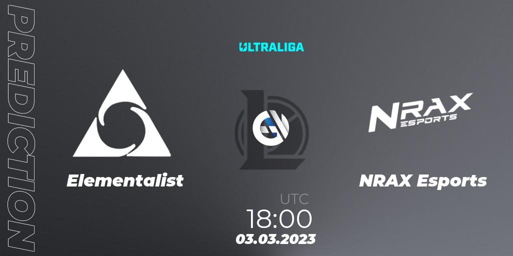 Prognose für das Spiel Elementalist VS NRAX Esports. 03.03.2023 at 18:00. LoL - Ultraliga 2nd Division Season 6