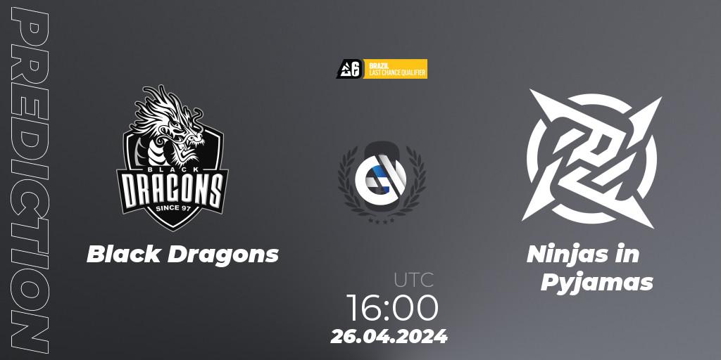Prognose für das Spiel Black Dragons VS Ninjas in Pyjamas. 26.04.24. Rainbow Six - Brazil League 2024 - Stage 1: Last Chance Qualifier