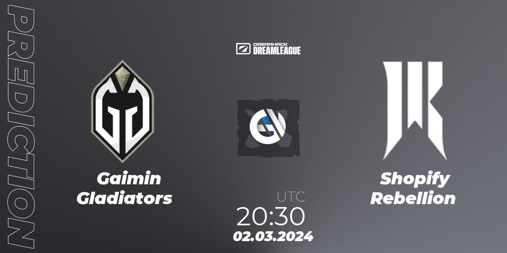 Prognose für das Spiel Gaimin Gladiators VS Shopify Rebellion. 02.03.24. Dota 2 - DreamLeague Season 22