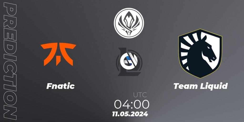 Prognose für das Spiel Fnatic VS Team Liquid. 11.05.24. LoL - Mid Season Invitational 2024 - Bracket Stage