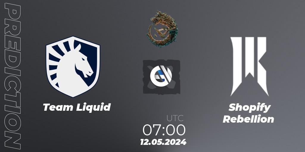 Prognose für das Spiel Team Liquid VS Shopify Rebellion. 12.05.24. Dota 2 - PGL Wallachia Season 1 - Group Stage