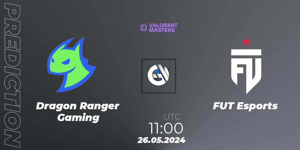 Prognose für das Spiel Dragon Ranger Gaming VS FUT Esports. 26.05.2024 at 11:00. VALORANT - VCT 2024: Masters Shanghai