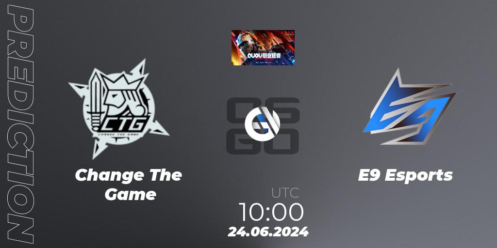 Prognose für das Spiel Change The Game VS E9 Esports. 24.06.2024 at 10:00. Counter-Strike (CS2) - QU Pro League