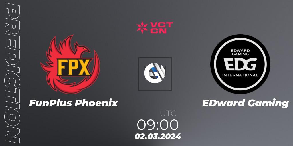 Prognose für das Spiel FunPlus Phoenix VS EDward Gaming. 02.03.24. VALORANT - VCT 2024: China Kickoff