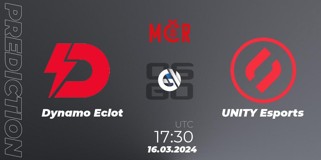 Prognose für das Spiel Dynamo Eclot VS UNITY Esports. 16.03.2024 at 16:40. Counter-Strike (CS2) - Tipsport Cup Winter 2024