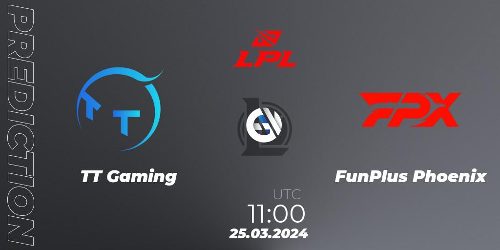 Prognose für das Spiel TT Gaming VS FunPlus Phoenix. 25.03.24. LoL - LPL Spring 2024 - Group Stage