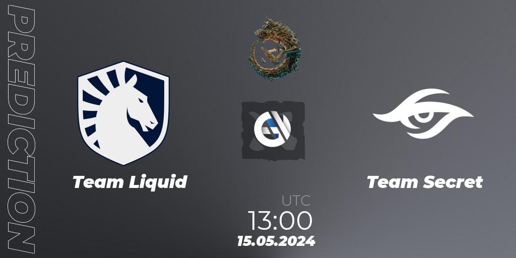 Prognose für das Spiel Team Liquid VS Team Secret. 15.05.2024 at 13:30. Dota 2 - PGL Wallachia Season 1 - Group Stage